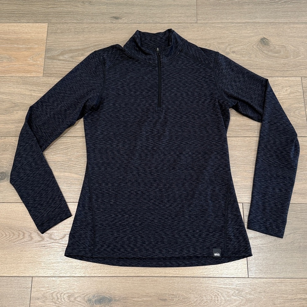 REI CO-OP Gray Black Active 1/4 Zip Long Sleeve Pullover Outdoor Top Size Medium